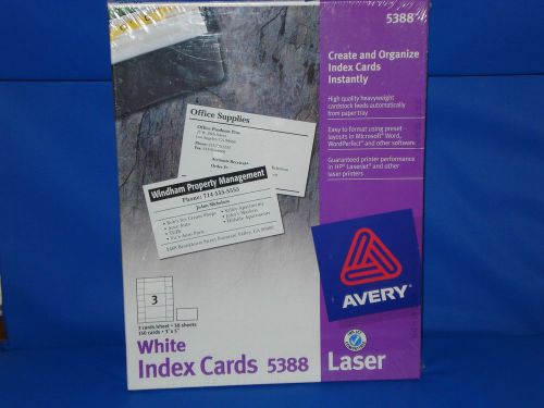 LOT AVERY 3x5 HEAVYWEIGHT PRINTABLE INDEX CARDS WHITE 5388 INK JET 3 SHEET LASER