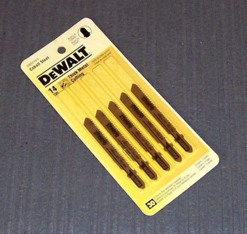 5 Pk DeWALT DW3770-5 3&#034; 14 TPI Cobalt Metal Cutting T- Shank Jig Saw Blades
