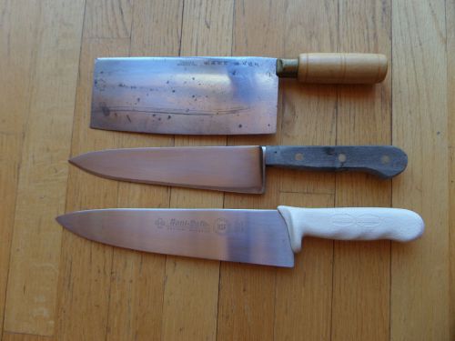 Vtg connoisseur dexter russell 48-8&#034; large knife/cleaver/sani-safe/3 pieces! for sale