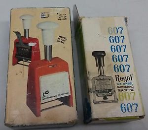 Vintage regal 607 numbering machine stamp 6 wheels  w/box + paperwork for sale