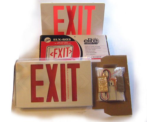Elite elx-603-r single /double face led emergency exit red sign battery back up for sale