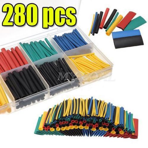 280pcs 8 size assortment 2:1 heat shrink tubing tube sleeving wrap wire kit &amp;box for sale