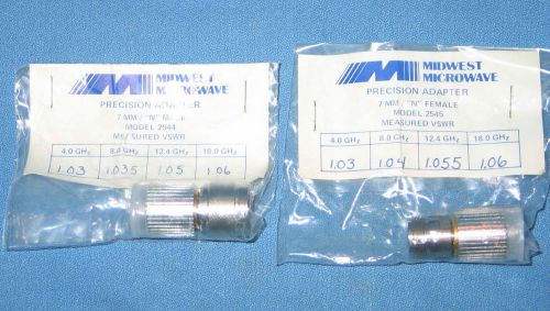 NEW Midwest Microwave Precision Adapter Set 2544 7mm/NM &amp; 2545 7mm/NF DC-18GHz