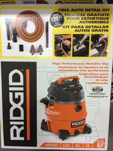 RIGID VACUUM 6 HP 14 GALLON 3 LAYER FILTER W/CAR CLEANING DETAIL ACCESSORIES