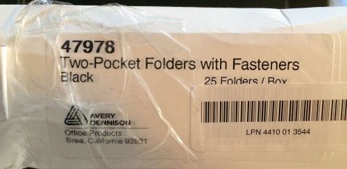 Avery 47978 Two-Pocket Folder w/3-Prong Fasteners, Letter Size, 25/BX, Black