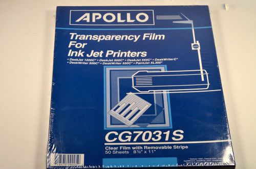 Apollo Transparency Film For HP Inkjet Printers CG7031S 8.5&#034; x11&#034; 50 sheets NIP