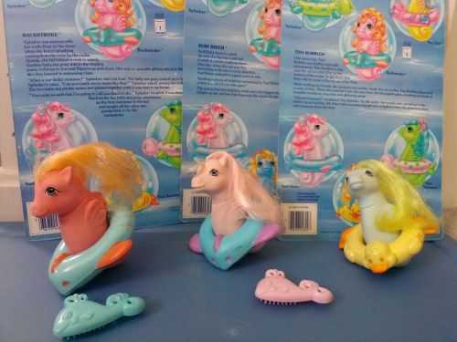 My Little Pony: Lot of 3 Baby Sea Ponies, floats, &amp;brushes!