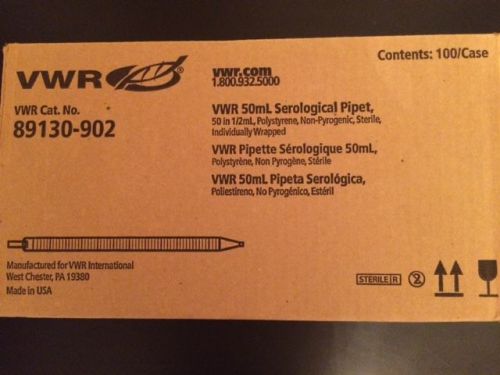 Vwr 89130-902, 50ml serological pipet, 50 in 1/2ml, sterile, case of 100 for sale