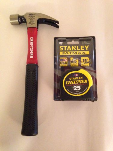 25&#034; Stanley Tape Measure And 16oz Craftsman Hammer
