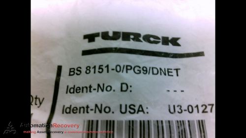 TURCK BS 8151-0/PG9/DNET, FIELD WIREABLE CONNECTOR, MALE, BLACK, NEW