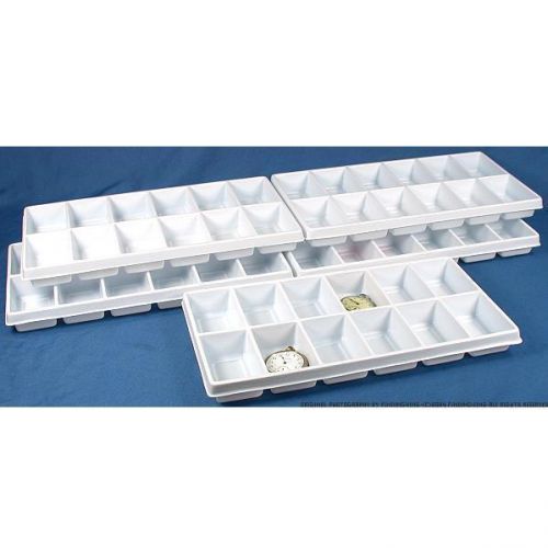 5 White Plastic 12 Compartment Jewelry Tray Inserts