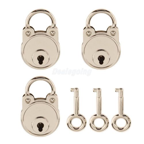 Lot of 3 Round Cheek Pig Padlocks with Keys for Closet Lock - Silver M
