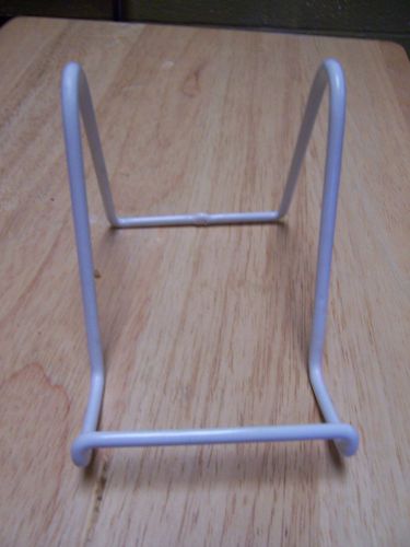 3 1/2&#034; White Vinyl Coated Wire Stand Plate Stand Display Holder NEW