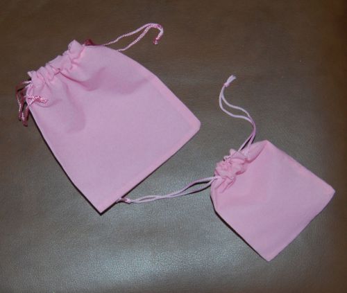 180ct Pink Jewelry Pouches Drawstring Light Velet 4&#034;x3.75&#034; Misc 3 Sizes