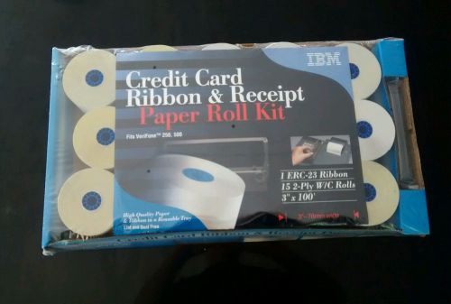 IBM Credit Card Ribbon and Receipt Paper Roll Kit for Verifone 250,500 (15) 2Ply