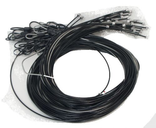 50 GARMENT COAT SECURITY CABLES RETAIL ANTI THEFT 6.4&#039; BALL LOOP Black &amp; silver