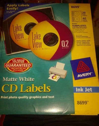 Avery ink jet matte white CD labels 8699 20 face labels 40 spine labels lot of 2