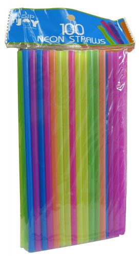 Crystalware Plastic Non-bendable Straws 7 3/4&#034;, 2400 Straws, Neon Colors