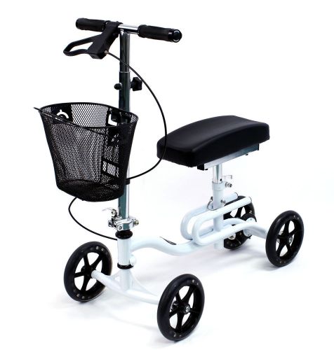 Knee scooter walker foldable leg crutch brakes roscoe kw-100-wt white new for sale