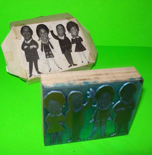 Vintage plate print block ink stamp w/ 4 figures gorden&#039;s alley ? atlantic city for sale