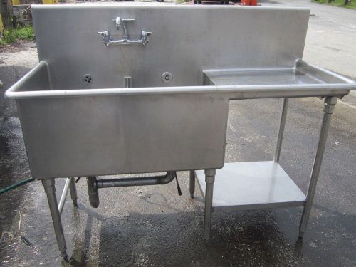 STAINLESS STEEL DOUBLE BOWL COMMERCIAL SINK 62-1/2&#034; L x 38-1/2&#034; H *NO RES*