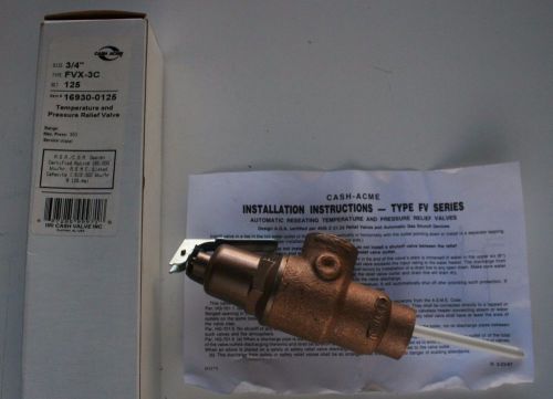 Cash acme bronze temperature &amp; pressure relief valve fvx-3c 3/4&#034; bronze *nib* for sale