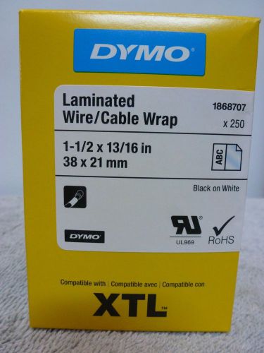 DYMO XTL 1-1/2 x 13/16&#034; x250 Black on White Laminated Wire/Cable Wrap 1868707