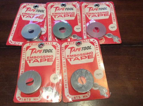Tapetool Embossing Tape Five Color Lot  3/8&#034; x 144&#034;  Prints White Raised Letters