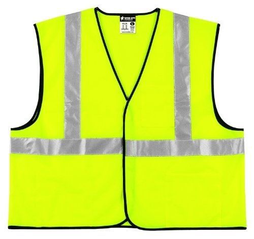 MCR Safety VCL2SLX3 Class 2 Polyester Solid Economy Safety Vest with 3M Scotc...