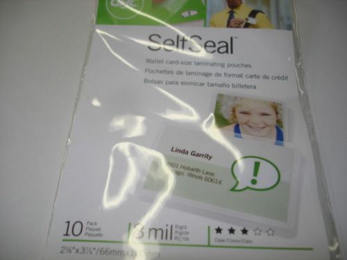 Selfseal Self Adhesive Laminating Pouch Wallet Size 8 Mil 10 Pack Gbc