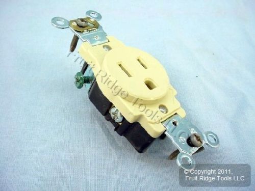 Leviton ivory industrial single outlet smooth receptacle nema 5-15r 15a 5261-i for sale