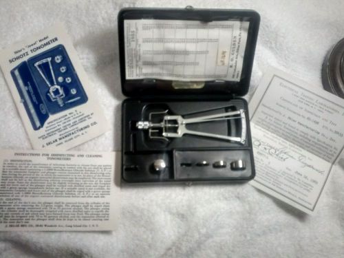 Vintage Sklar Jewel Model Schiotz tonometer w/ case, papers , tested 1969