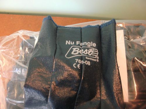 12 Pairs of Best NuFangle Blue Work Gloves, Size Medium