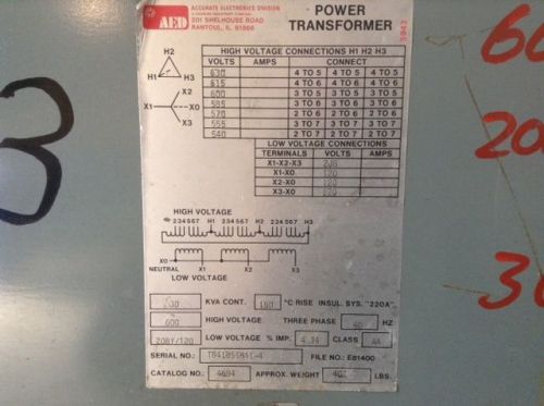Power Transformer  AED. 30 600  208/120