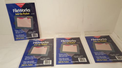 Globe Weis Add On File Pockets NEW SEALED Lot of 4 Sets