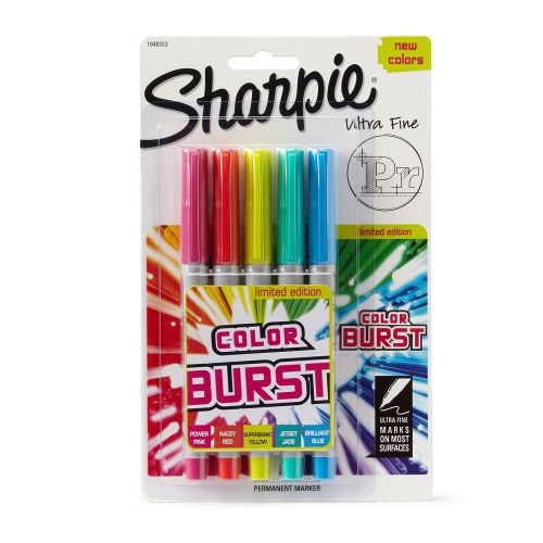Sharpie color burst permanent markers ultra-fine point assorted 5-pack (19483... for sale