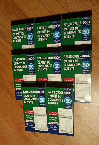 8 Sales Order Book/Receipts 50 Duplicate 2 copy Carbonless no stub 3.34&#034; x 6.65&#034;
