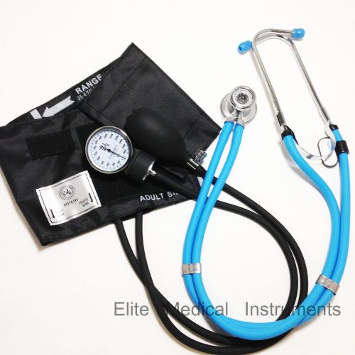 Baby Blue Sprague Stethoscope &amp; Aneroid Sphymomanometer Blood Pressure Kit #340