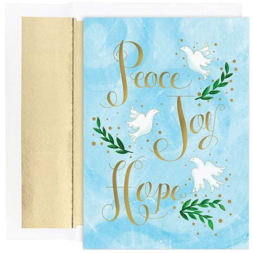 JAM Paper Christmas Card Set - &#034; Peace Joy Hope &#034; Dove Christmas Cards - 18 C...