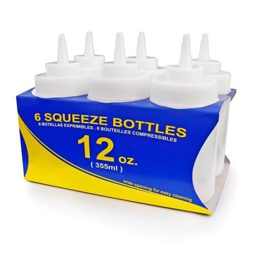New Star Foodservice 25989 Plastic Wide Mouth Squeeze Bottles, 12-Ounce, Set of