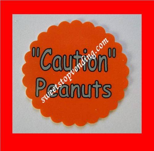 10 Caution Peanuts Stickers Bulk Vending Labels
