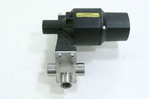 Whitey model 153 sr 3 way 1/2&#039; ball valve ss-45xf8 with pneumatic actuator for sale