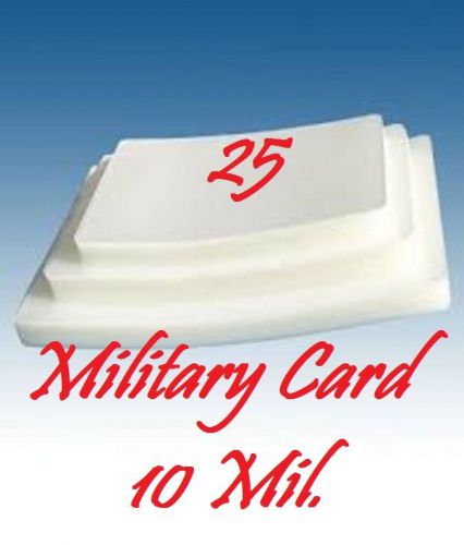 10 MIL Military Card Laminating Laminator Pouches Sheets, 2-5/8 x 3-7/8    25 PK