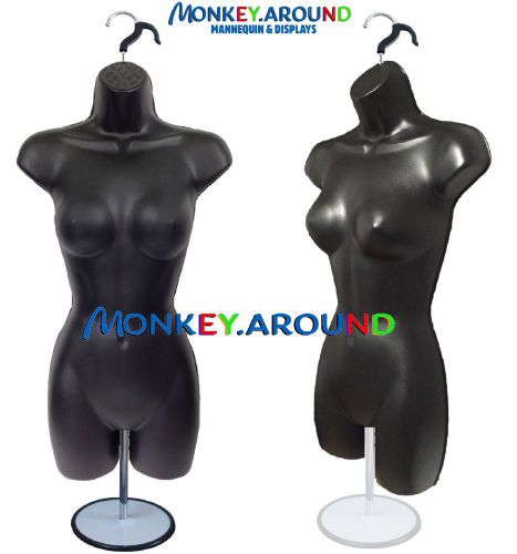 DISPLAY FEMALE MANNEQUIN BLACK DRESS BODY TORSO WOMEN FORM +1 HANGER,METAL STAND