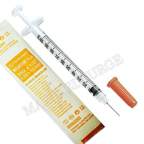 Terumo Insulin Sterile Syringes, Hypodermic, 1ml, 29G (12mm), Box of 100