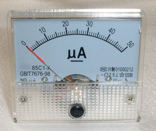 DC 50uA Ammeter 85C1 Mechanical Analog Panel Meter current measuring DC 0-50uA