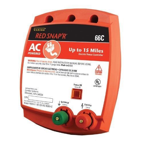 Zareba Red Snap&#039;r 66C AC Powered Solid State 15 Mile Fence Charger