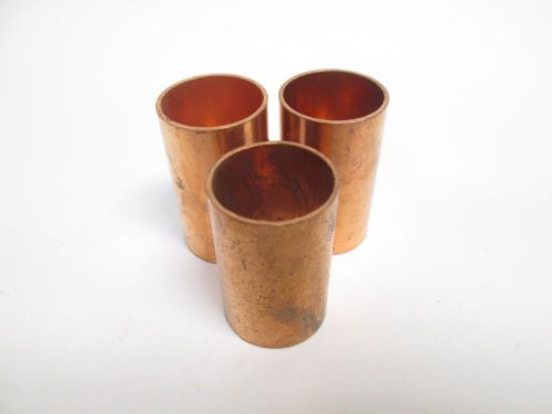 Lot of 3 new copper couplings, 0.75&#034; diameter x 1.62&#034;, no stop/slip for sale