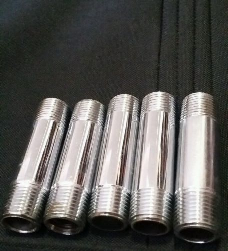 1/2&#034;x 3&#034; chrome brass nipple chrome pipe npt lot of 5 for sale