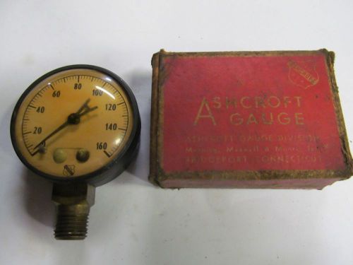 Nos  pressure gauge 0-160 lbs, 2&#034; diameter case, made in usa by ashcroft, usa for sale